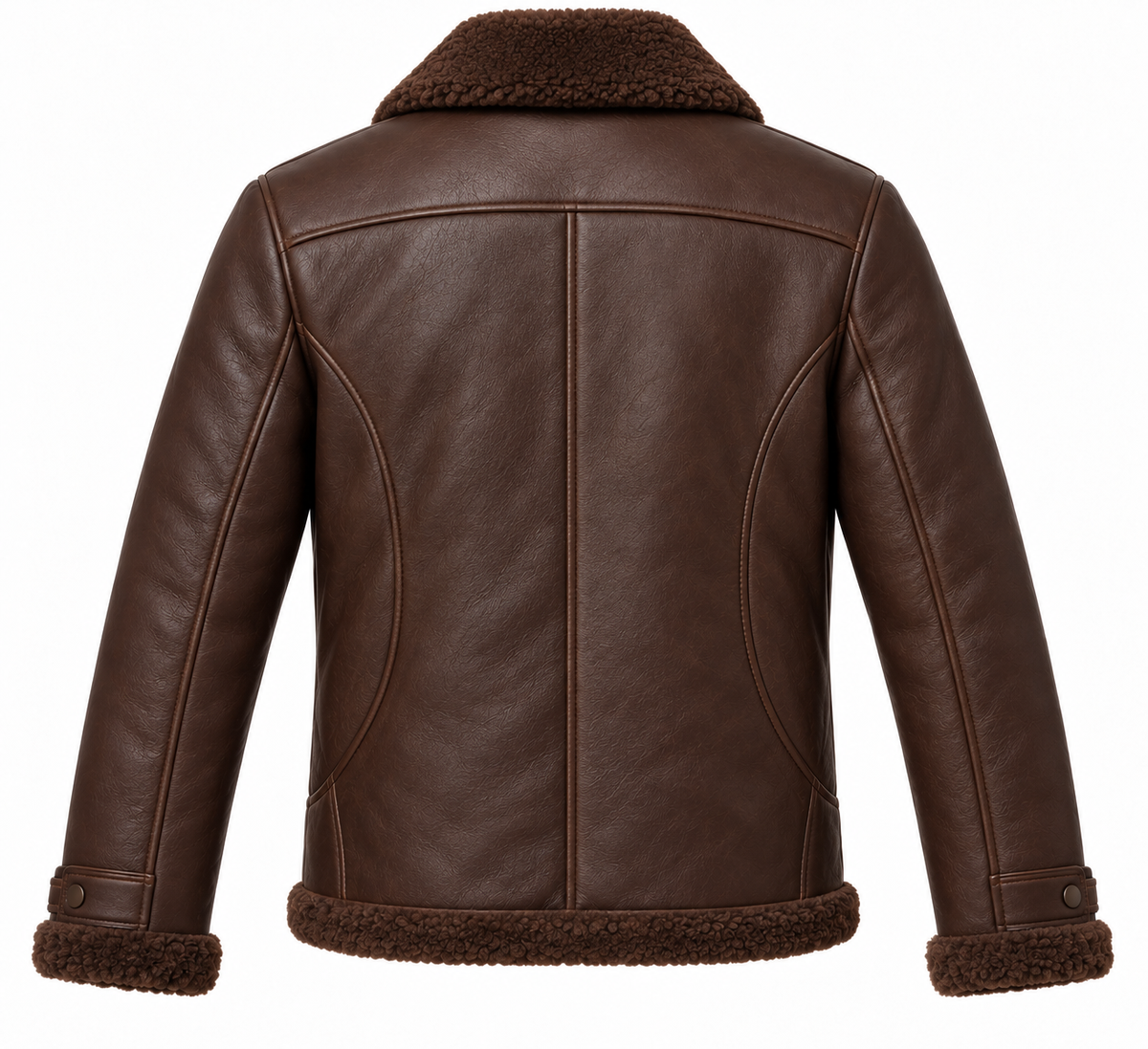 Men’s Brown Sheepskin Shearling Curved-Panel Field Jacket — SH095