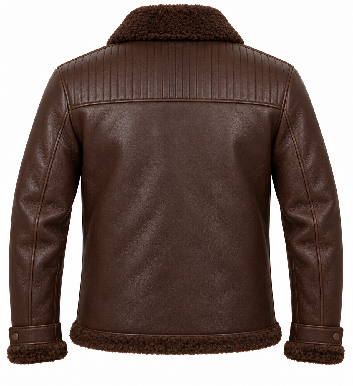 Men’s Brown Sheepskin Shearling Channel-Yoke Field Jacket — SH097