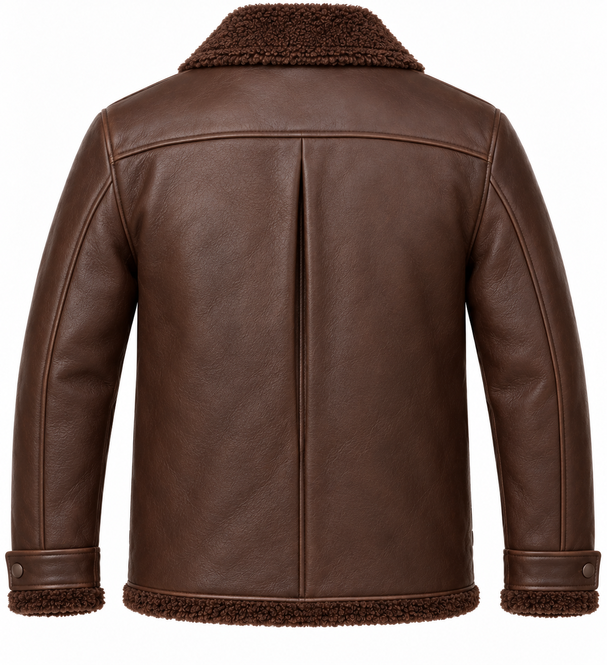 Men’s Brown Sheepskin Shearling Angular-Flap Field Jacket — SH099