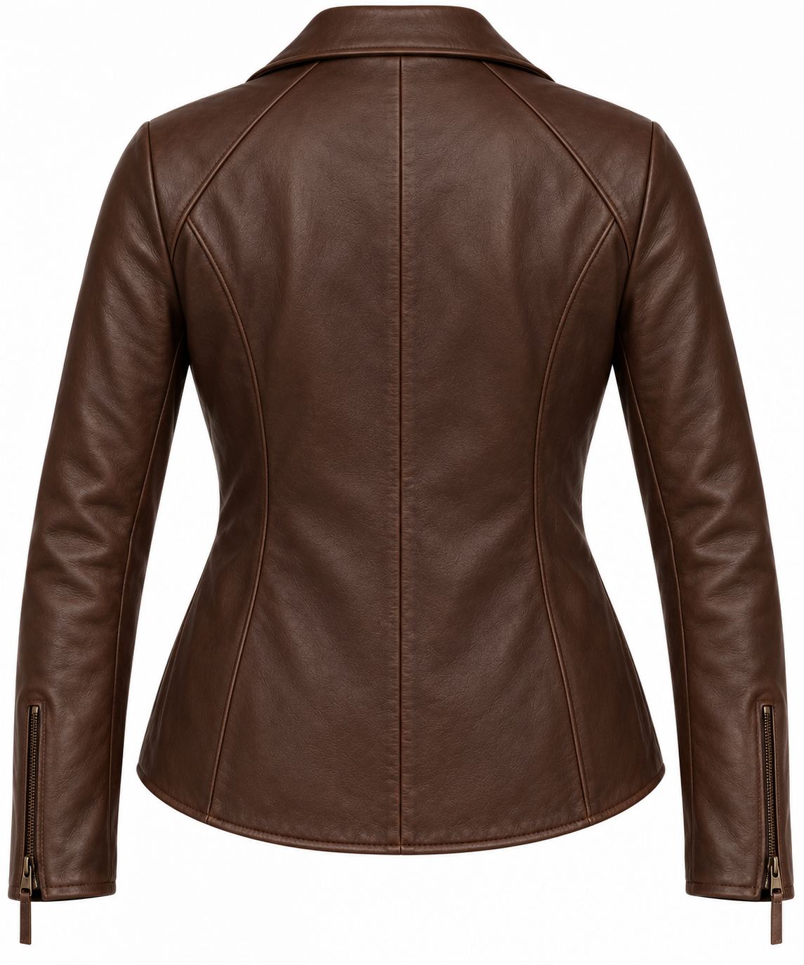 Women’s Brown Sheepskin Leather Raglan Asymmetric Moto Jacket — W007