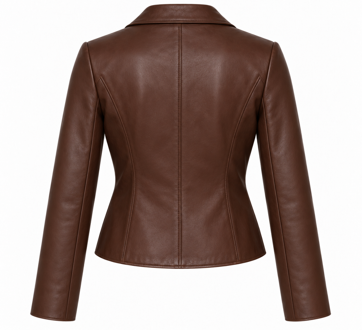 Women’s Brown Sheepskin Leather Cropped Patch-Pocket Tailored Blazer Jacket — W033