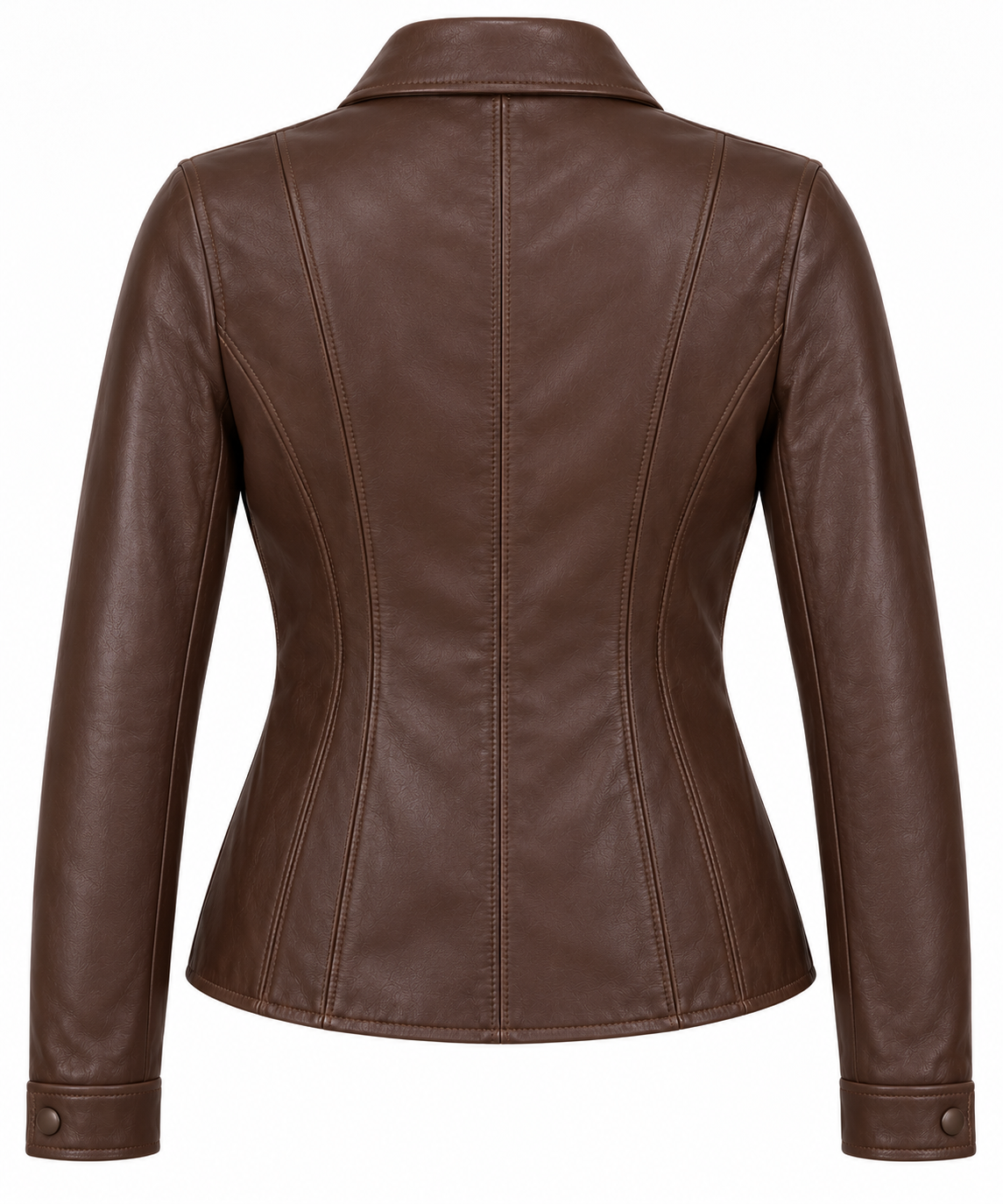 Women’s Brown Sheepskin Leather Princess-Seam Leather Overshirt Jacket — W091